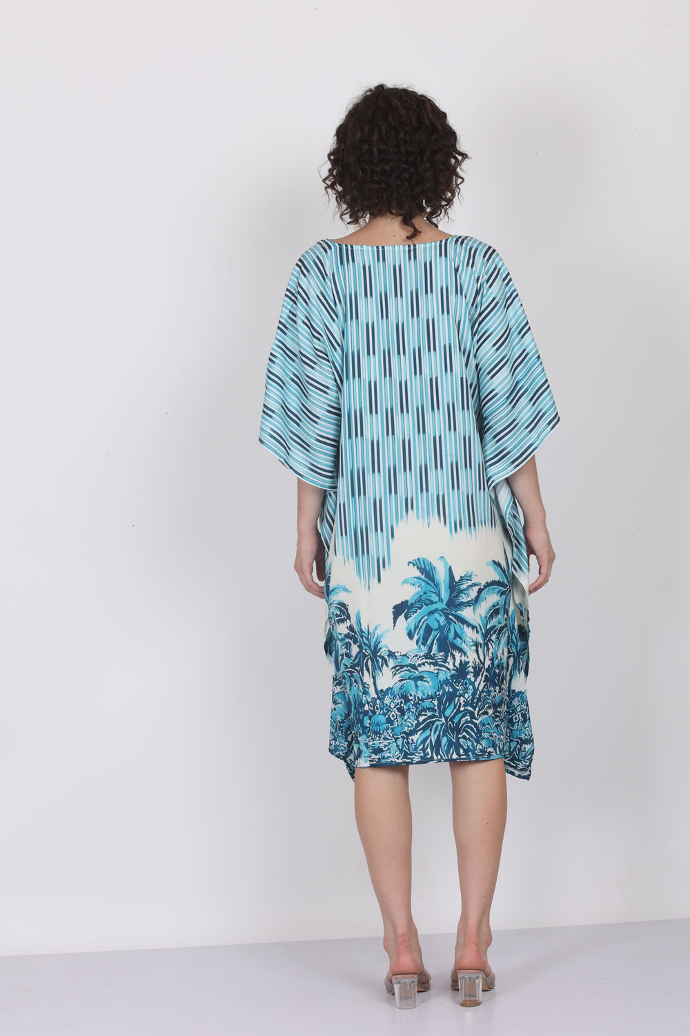 Tropical Grace – Palm Print Digital Kaftan