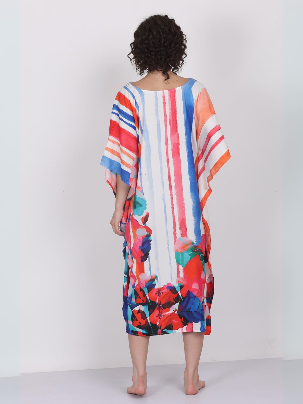 Linear Blooms – Art-Inspired Vertical Floral Kaftan