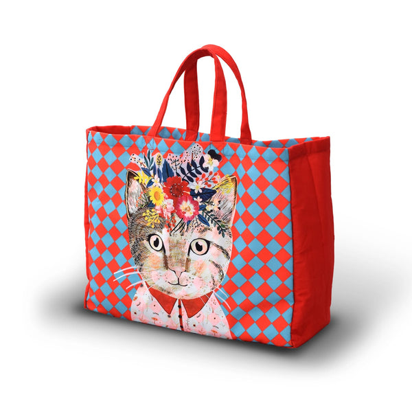 "Cat In The Garden" Canvas Large Shopper Bag