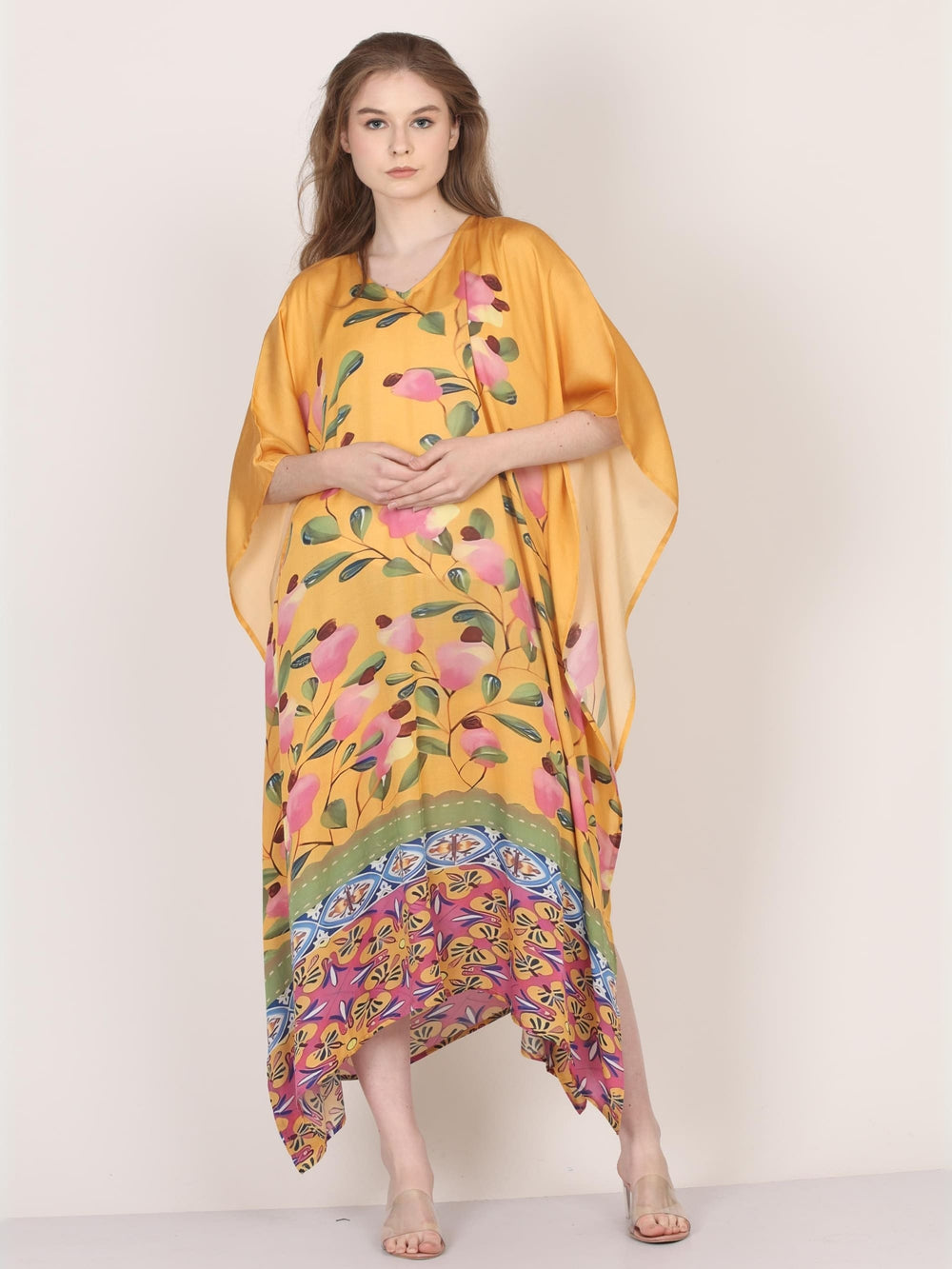 Floral Symphony – Flowing Cotton Georgette Kaftan