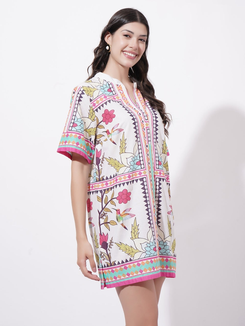 Mughal Inspired Women's Cotton Short Dress