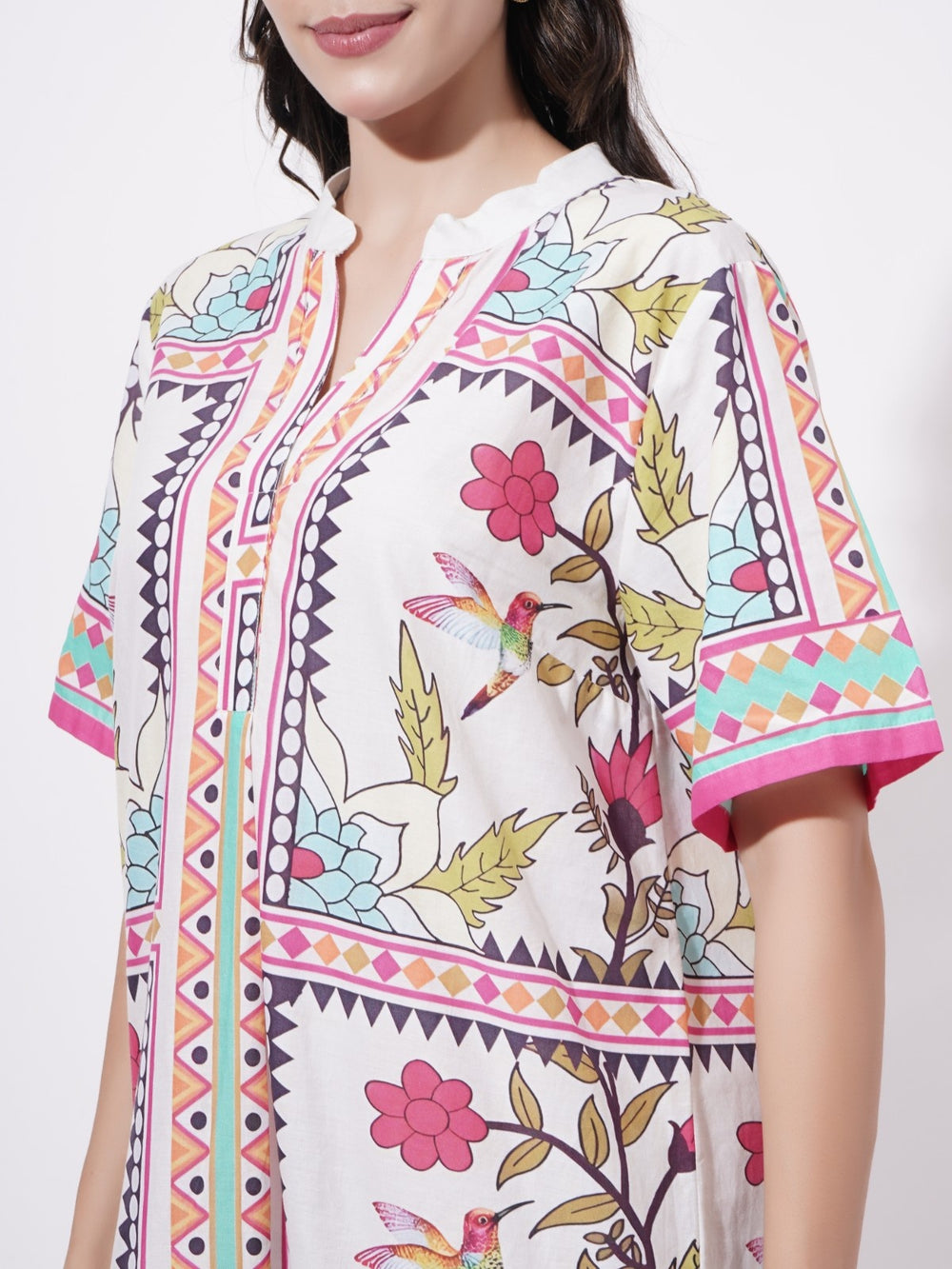 Mughal Inspired Women's Cotton Short Dress