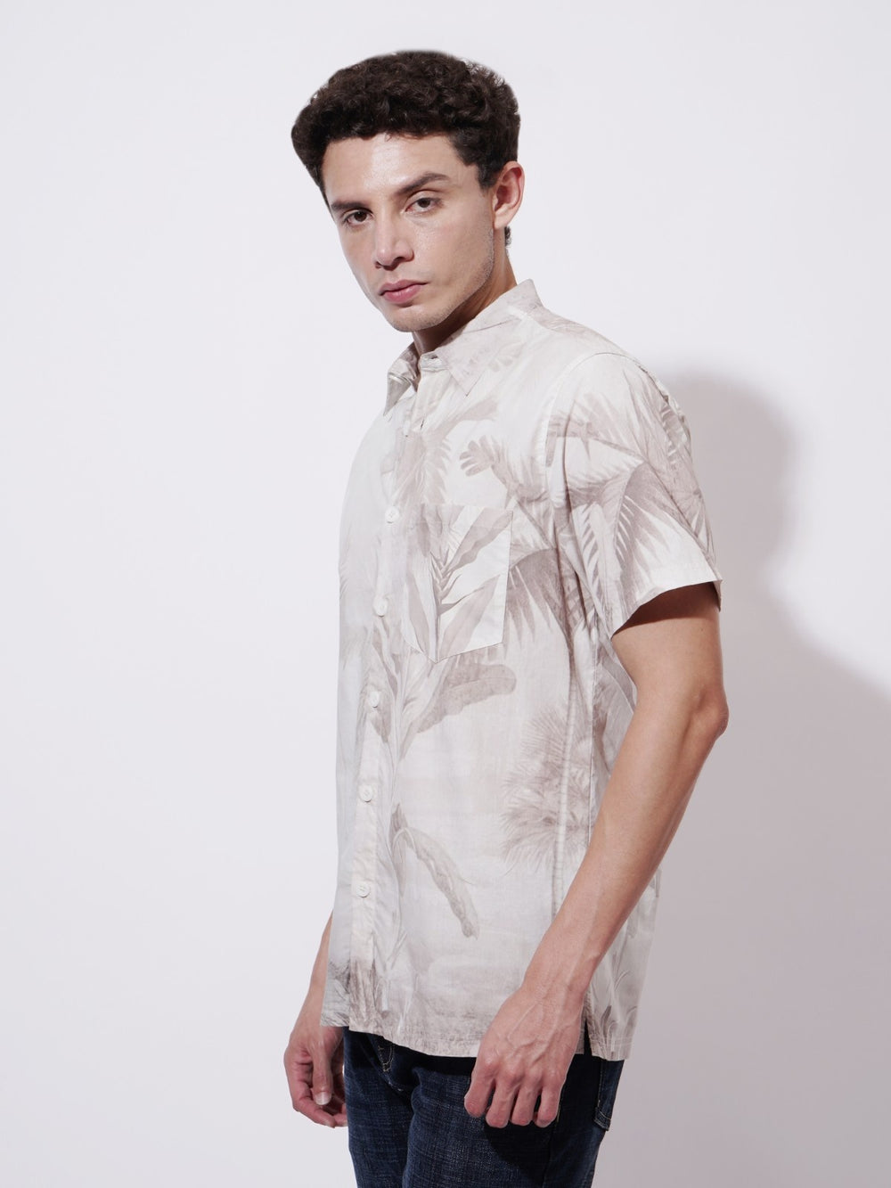 Palm Whisper Digital Printed Poplin Shirt