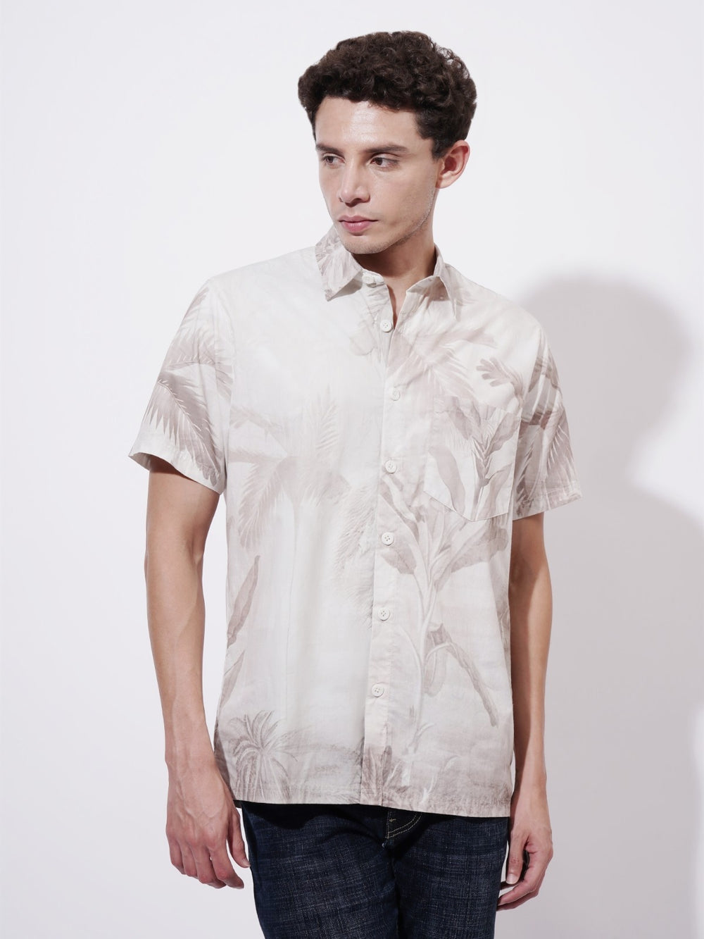 Palm Whisper Digital Printed Poplin Shirt