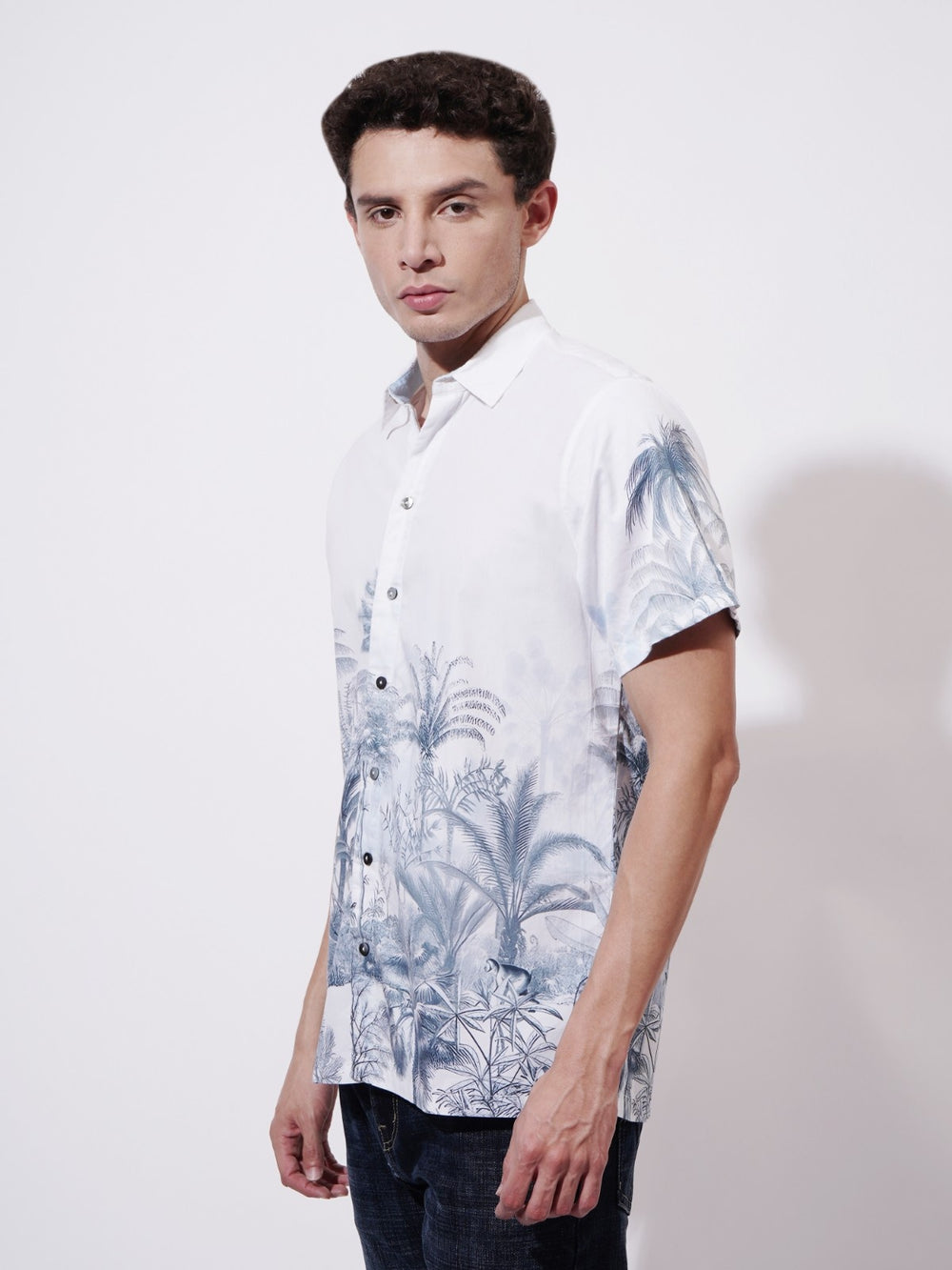 Palm Whisper Digital Printed Poplin Shirt