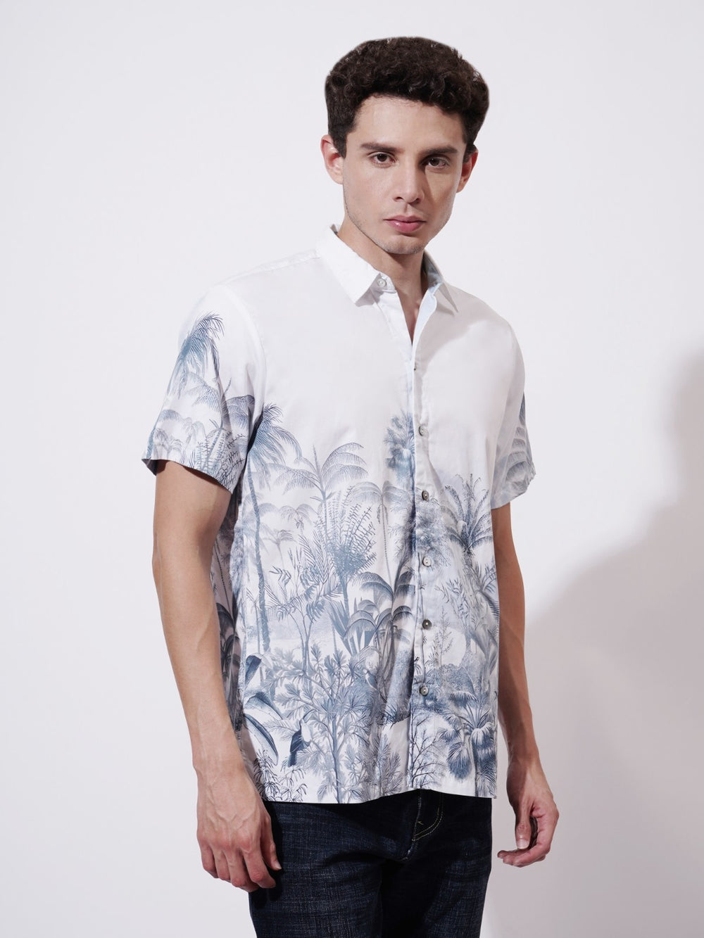 Palm Whisper Digital Printed Poplin Shirt
