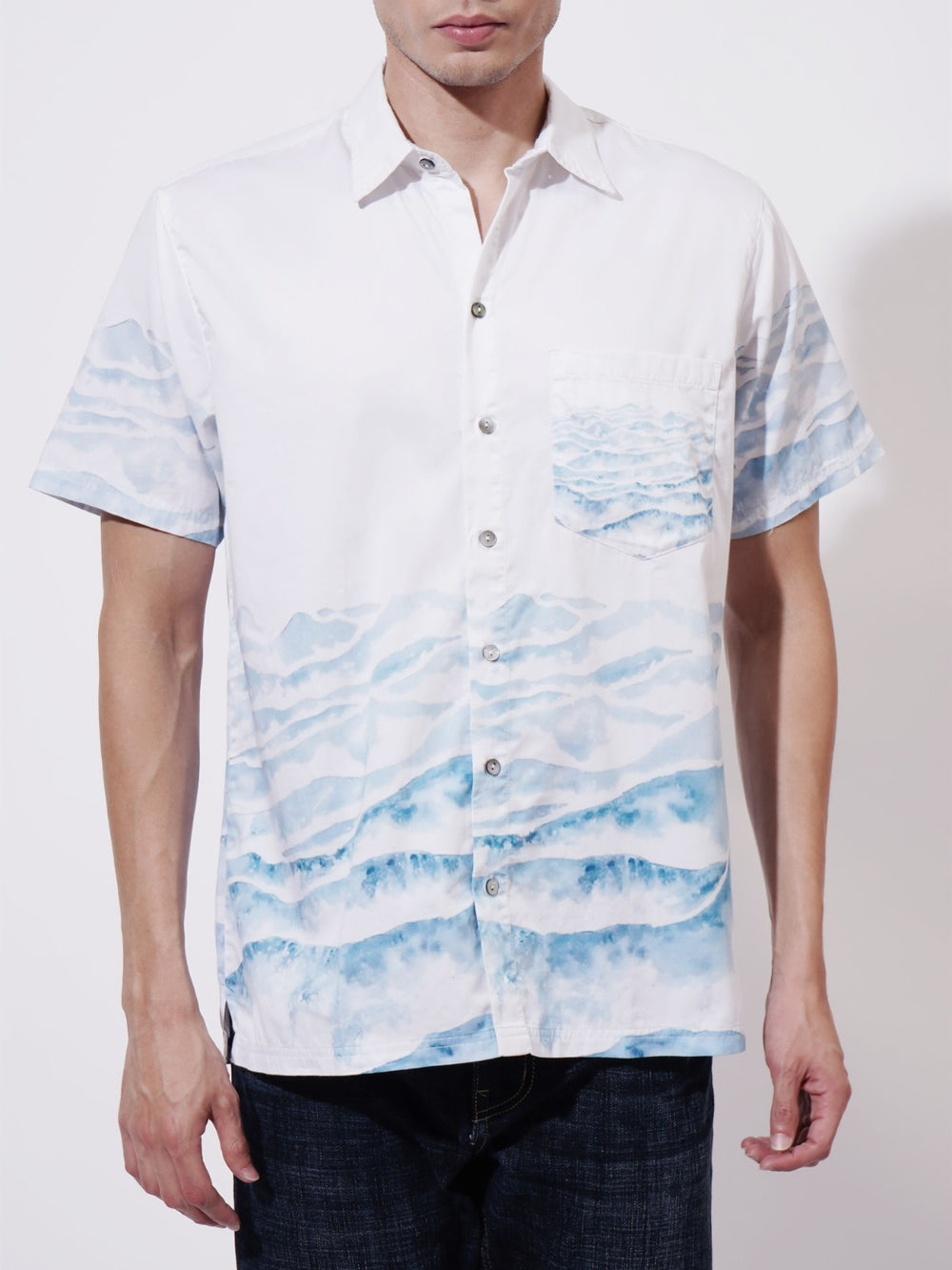 Ocean Whirl Digital Printed Poplin Shirt