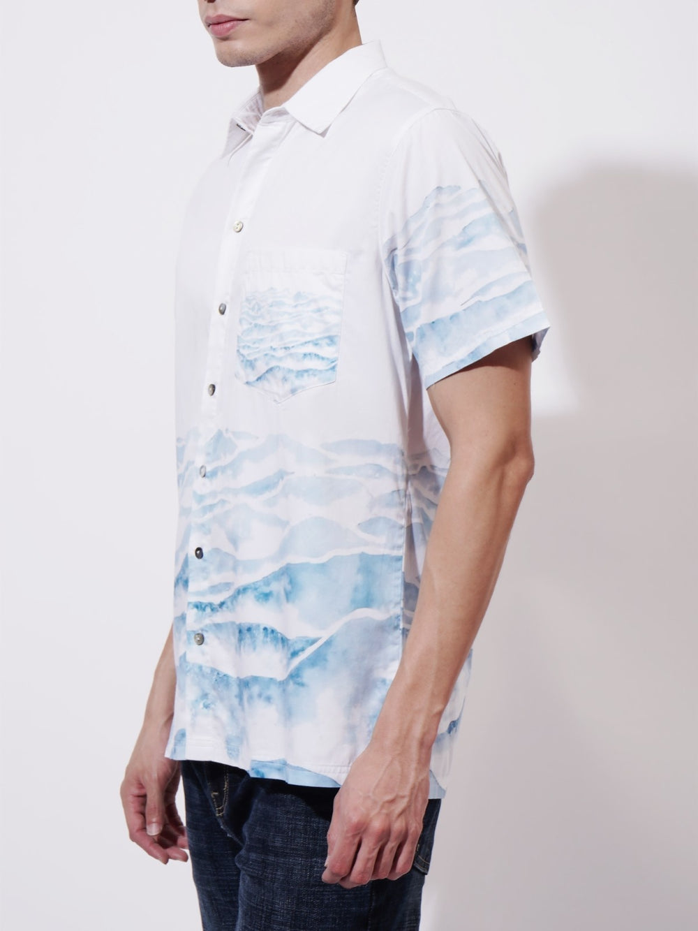 Ocean Whirl Digital Printed Poplin Shirt