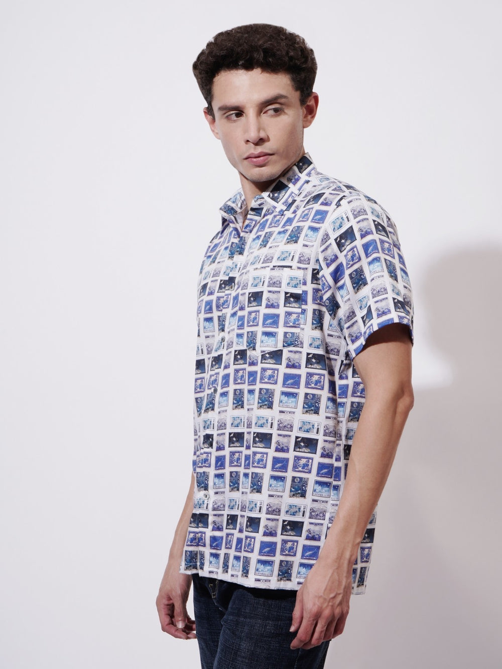 Retro Port Digital Printed Rayon Shirt