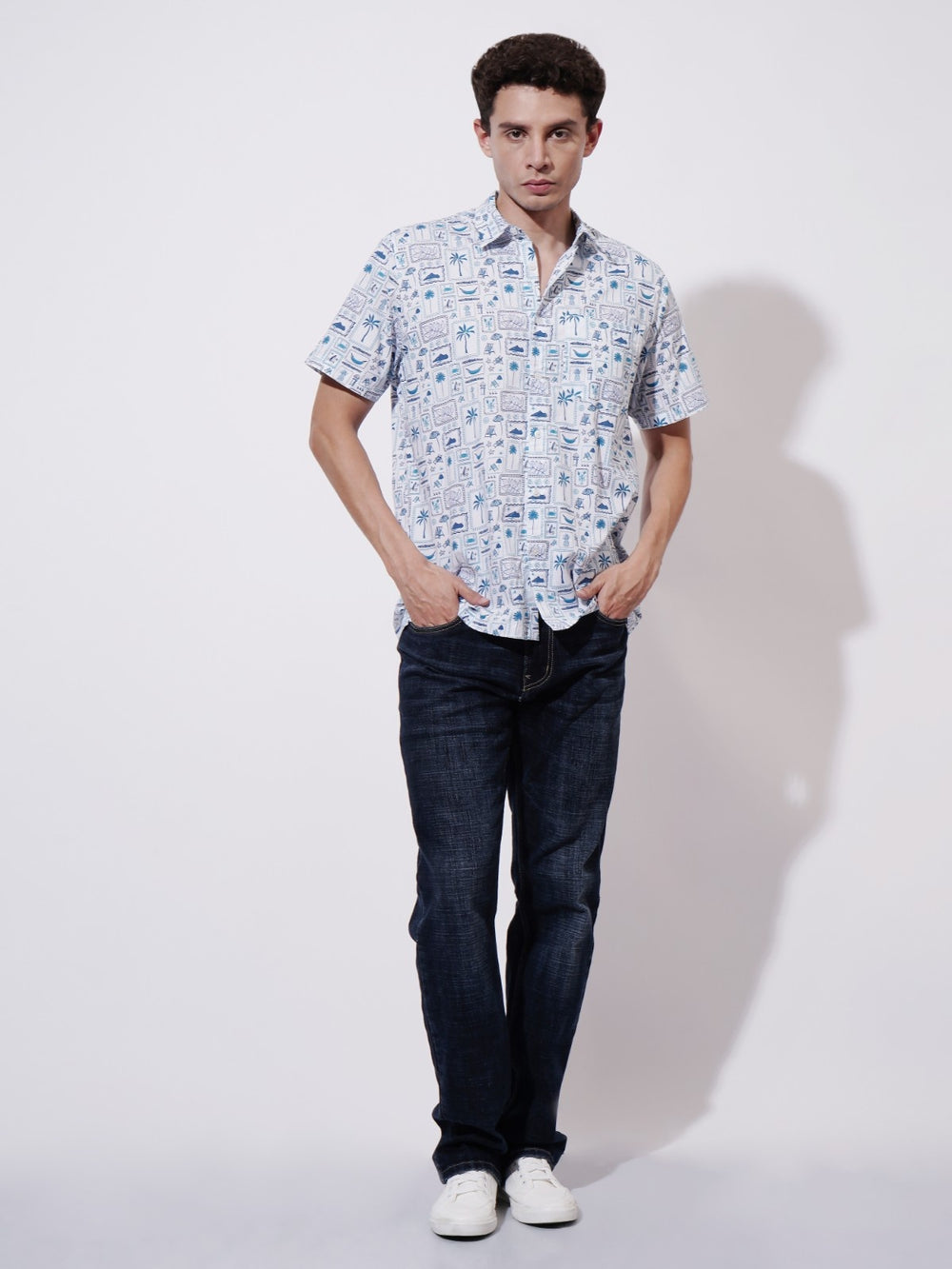 Collage de palm Digital Printed Rayon Shirt
