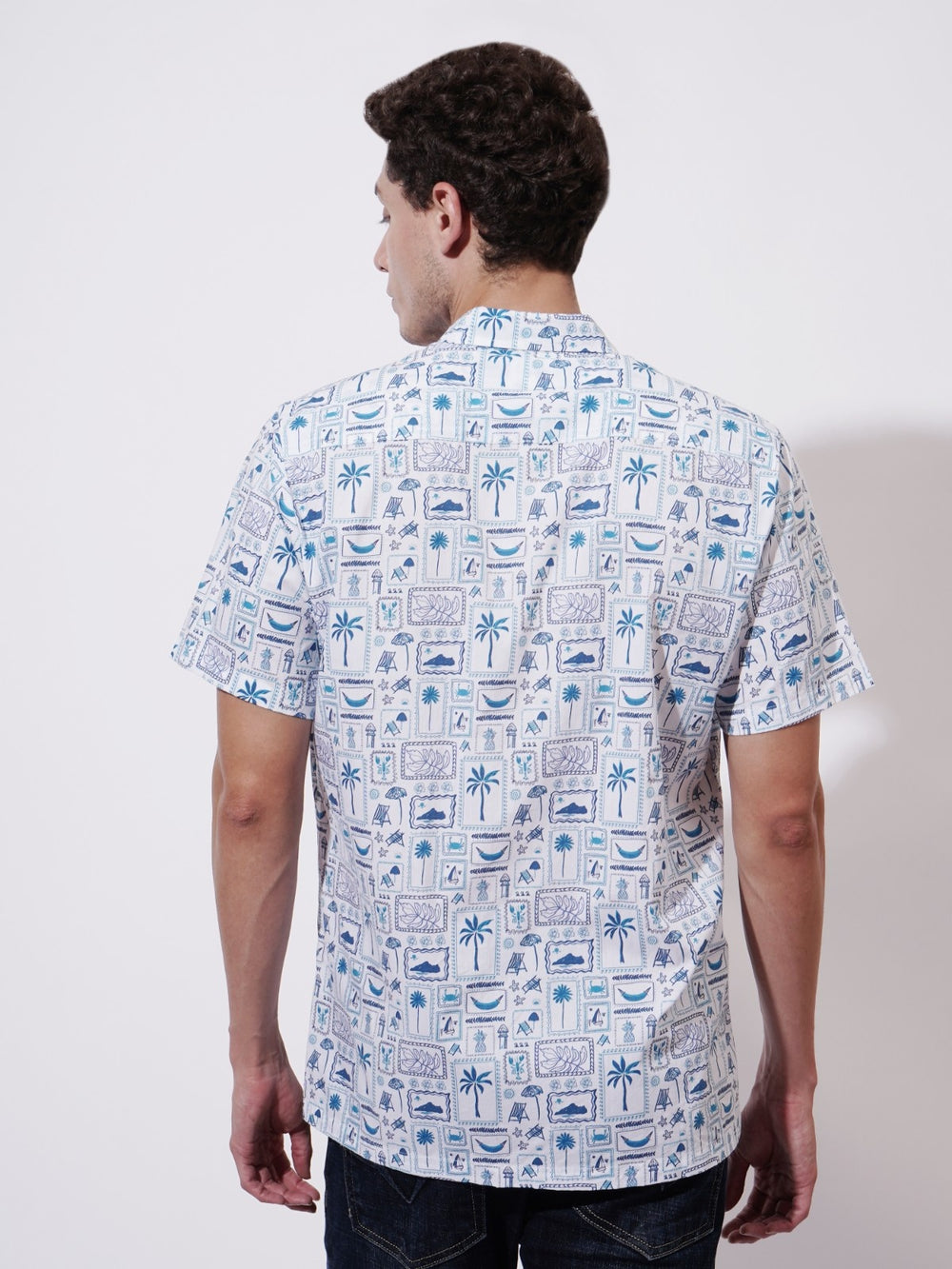 Collage de palm Digital Printed Rayon Shirt