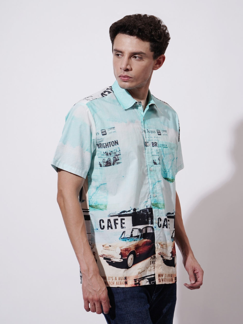Roadster Digital Printed Poplin Shirt