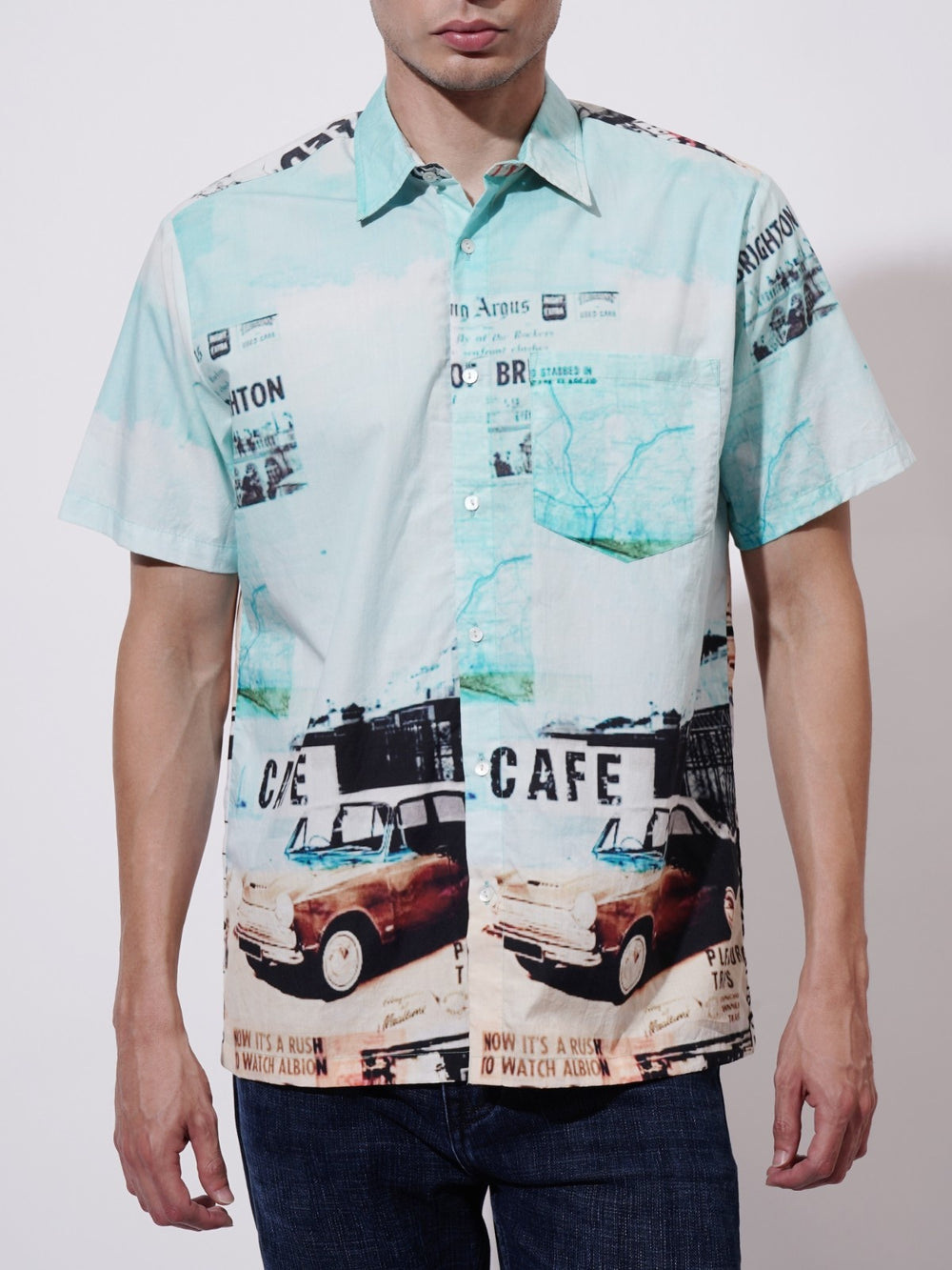 Roadster Digital Printed Poplin Shirt
