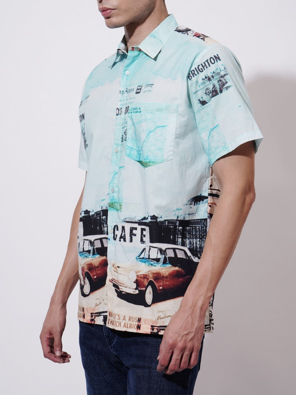 Roadster Digital Printed Poplin Shirt