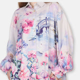 "Romantic Stories" Digital Printed Women's Oversized Shirt