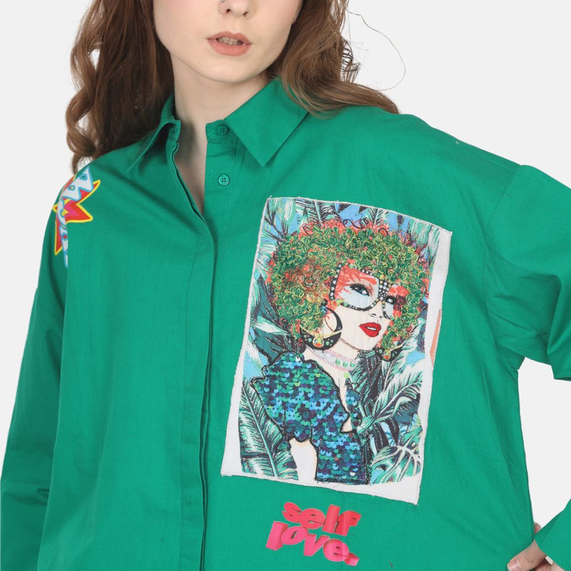 "Urban Retro Fashion" Digital Printed Women's Oversized Shirt