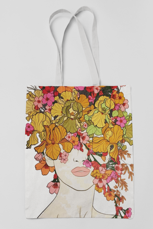 Canvas "DAME AUX FLEURS" Tote Bag