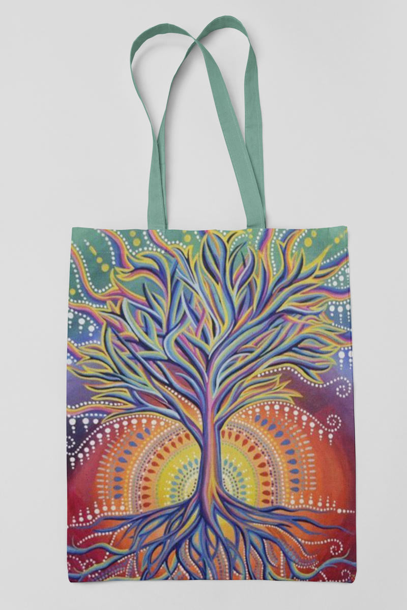 Canvas "TREE OF LIFE COLOURS" Tote Bag