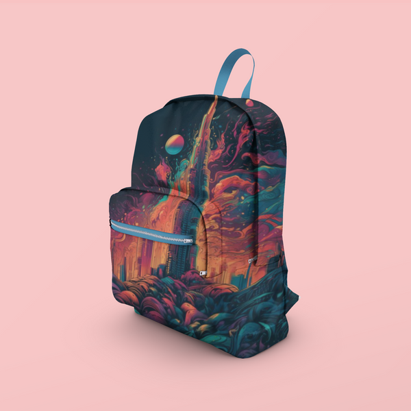 Burj Khalifa Inspired Digital Printed Backpack Bag