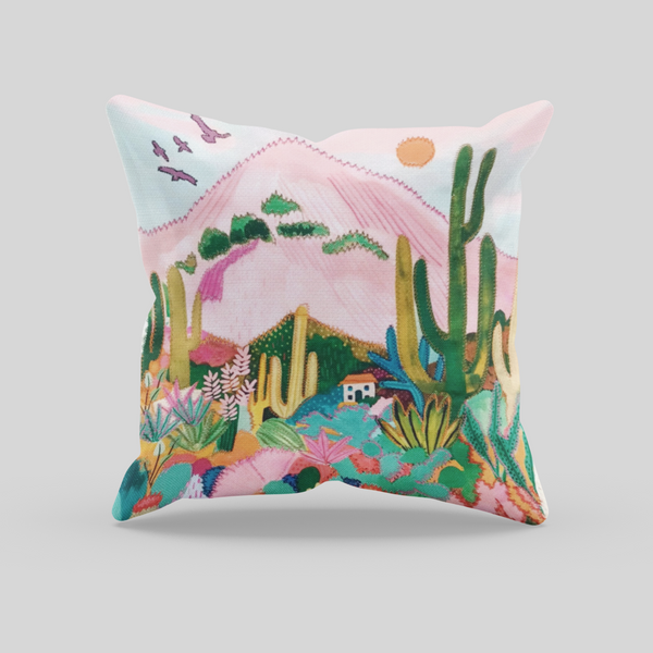 Scenic Beauty Digital Printed and Embroidered Canvas Cushion