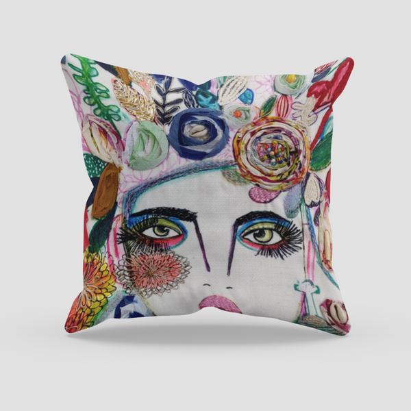 Bohemian Digital Printed and Embroidered Canvas Cushion