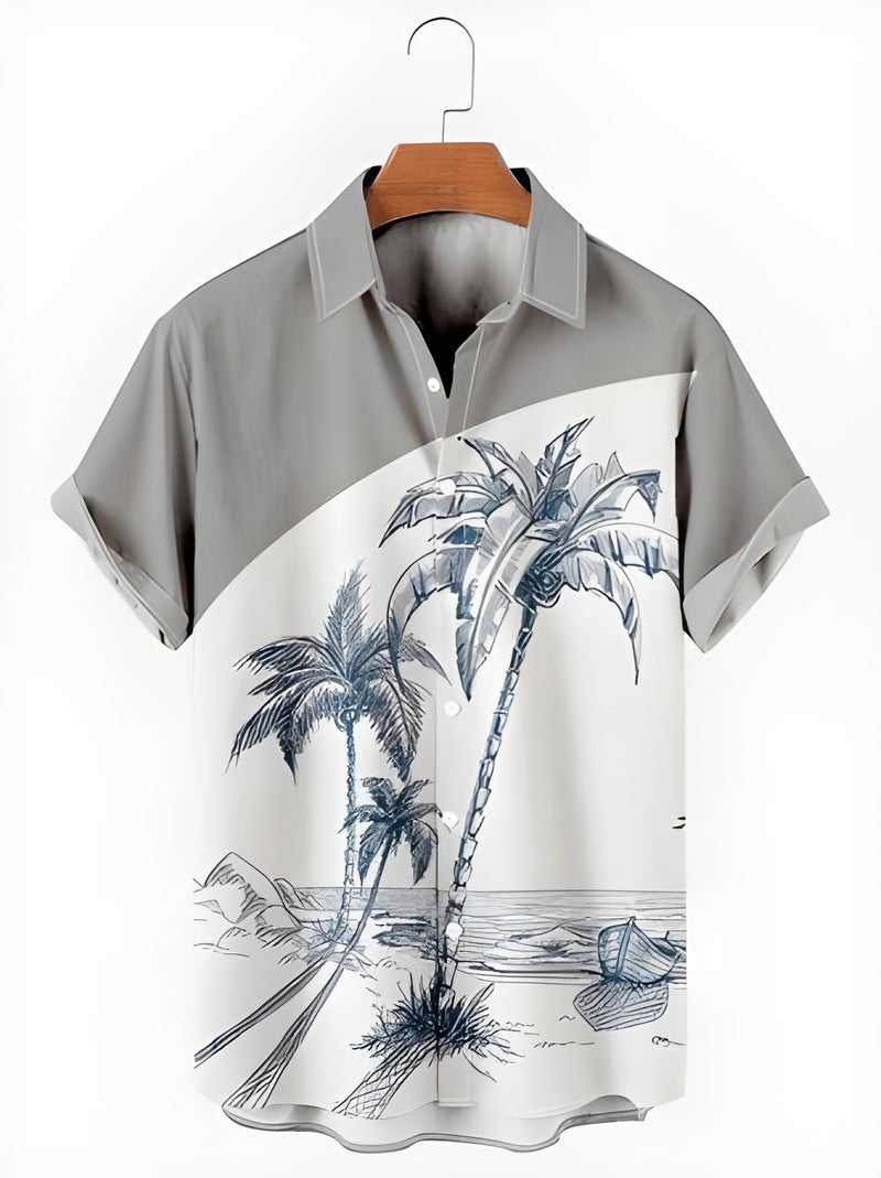 Palm Grey Men's Digital Printed Shirt