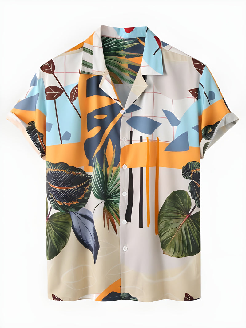 Abstract Tropical Men's Digital Printed Shirt